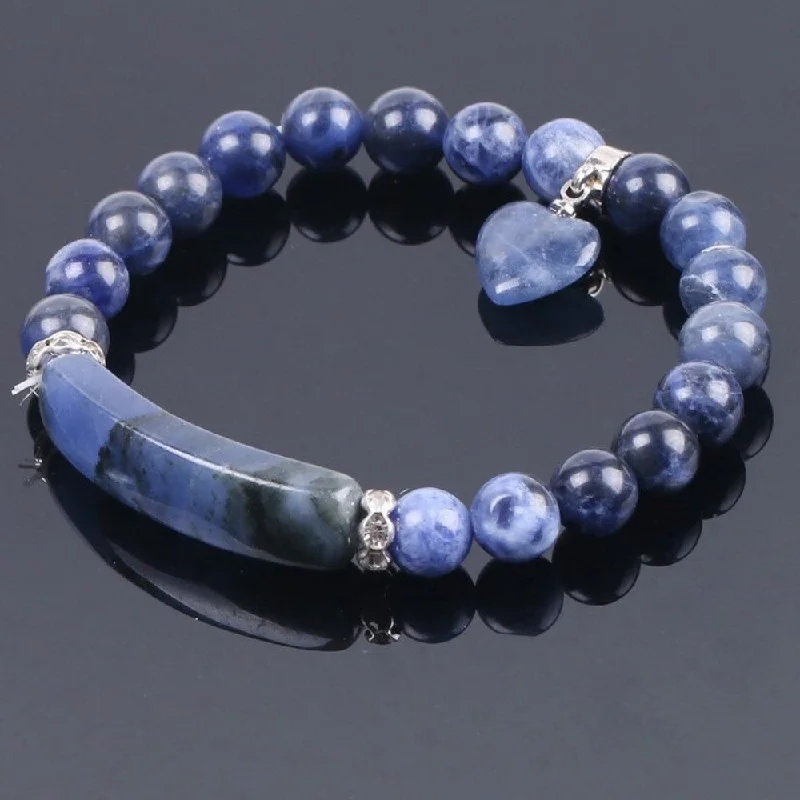 Chunky cuff bangles-Blue Sodalite Crystal Bracelet