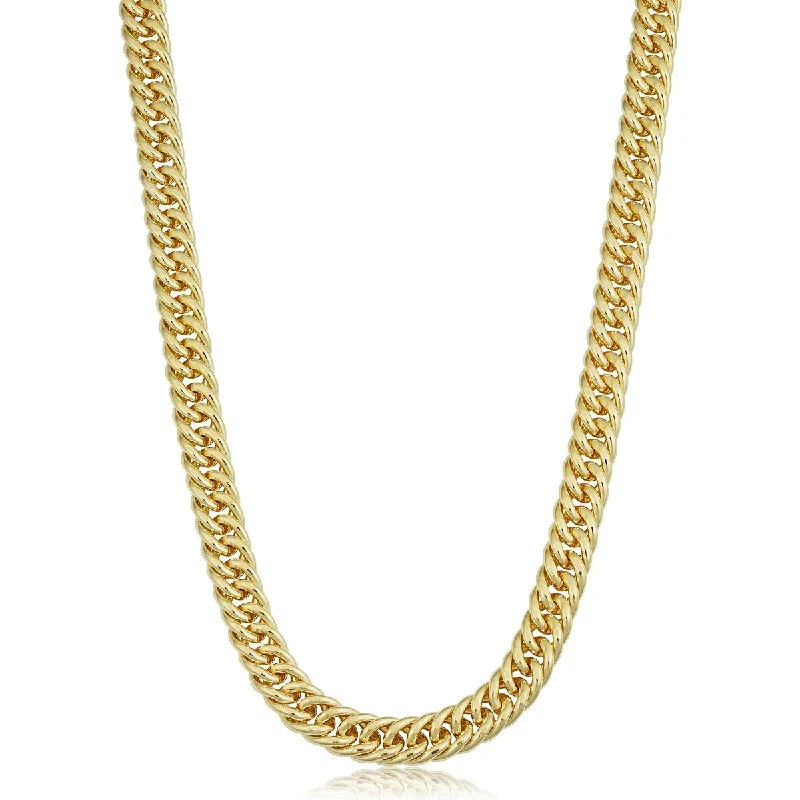 Solid 14k Yellow Gold Filled 7.0 mm Double Curb Link Chain Necklace For Men and Women