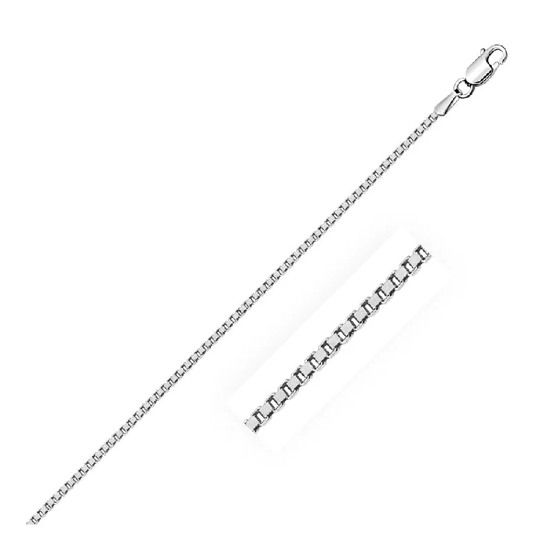 Sterling Silver Rhodium Plated Box Chain Necklace 1.3mm