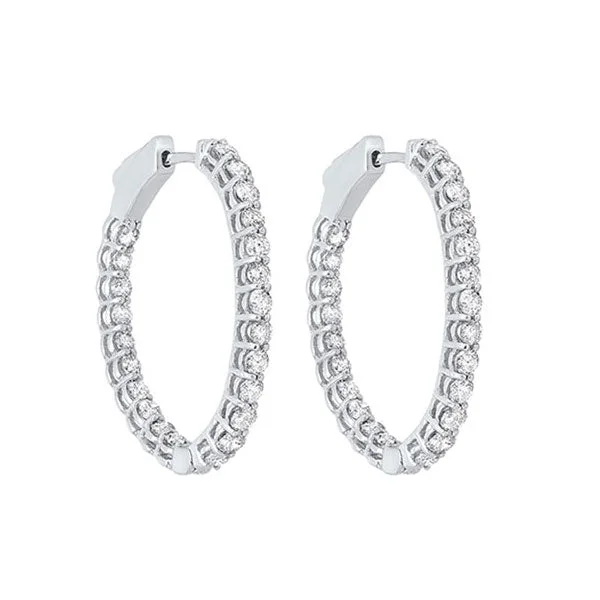 Curved shape earrings-14KT WHITE GOLD DIAMOND (2CTW) EARRING