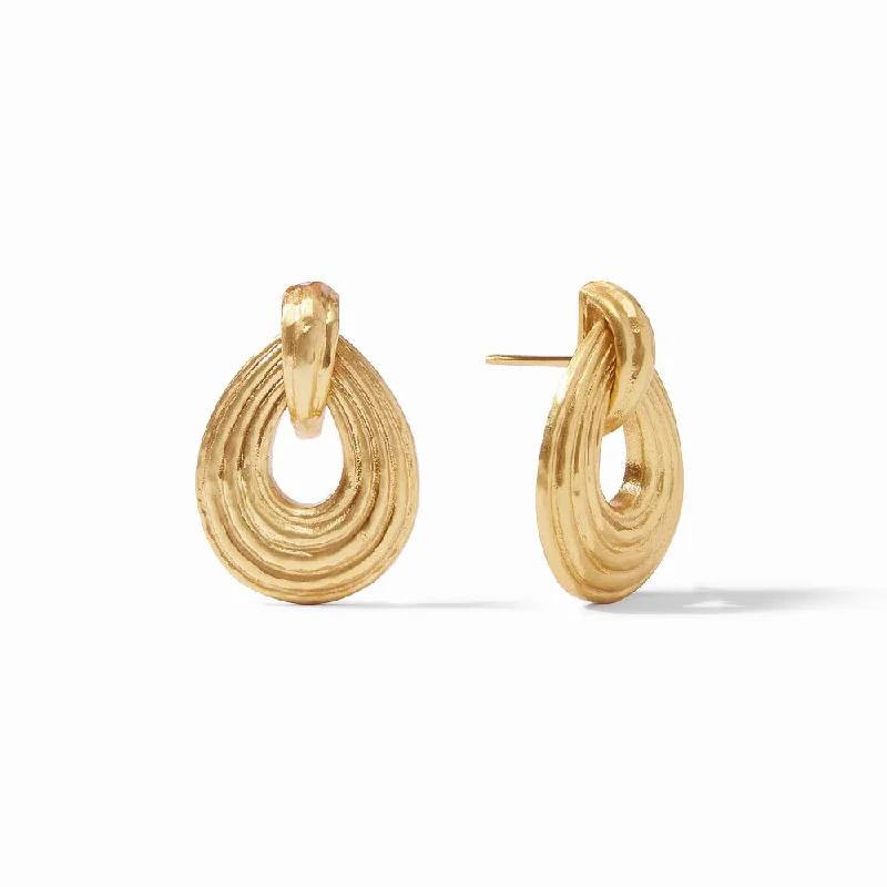 Curved art earrings-Julie Vos Havana Demi Doorknocker Earring