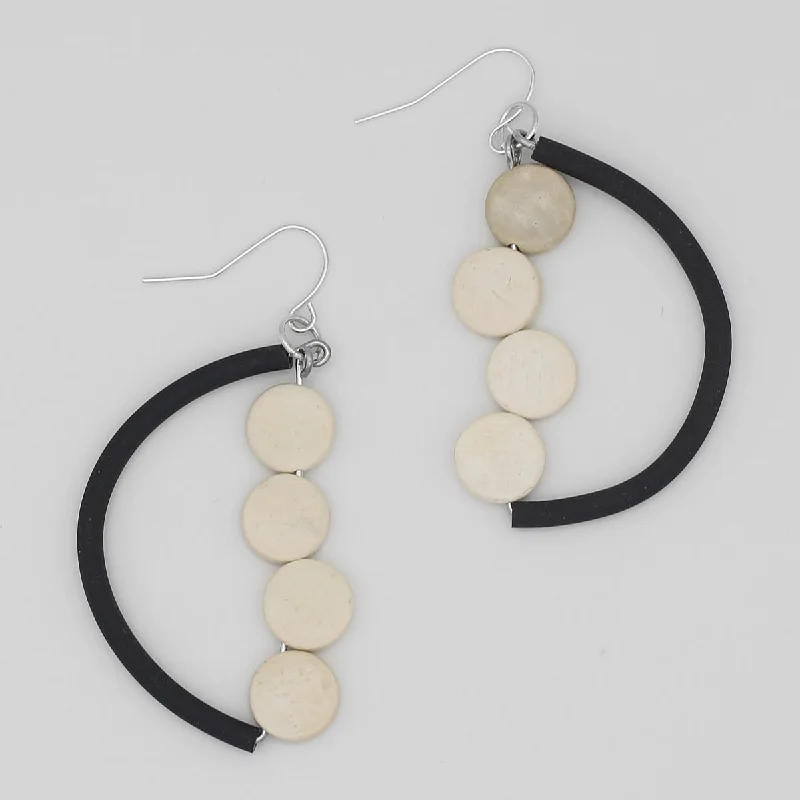 Silk fringe earrings-Half Moon Dangle Earring