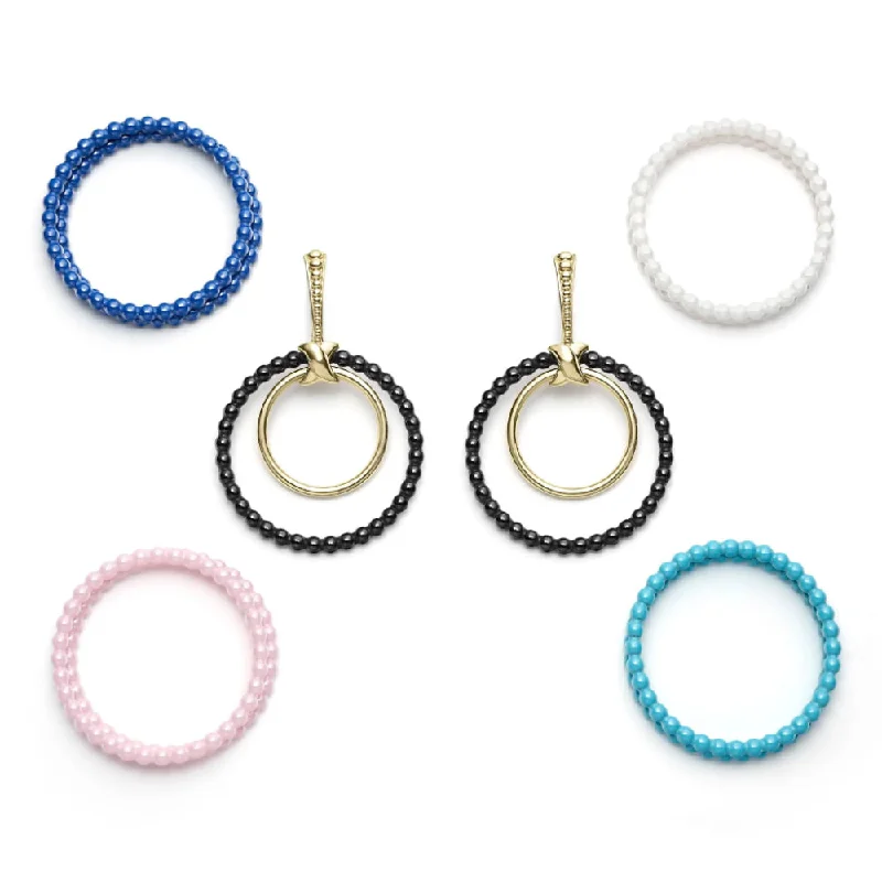 Wide cuff earrings-Lagos 18k Meridian Double Circle Earring Set, Interchangable