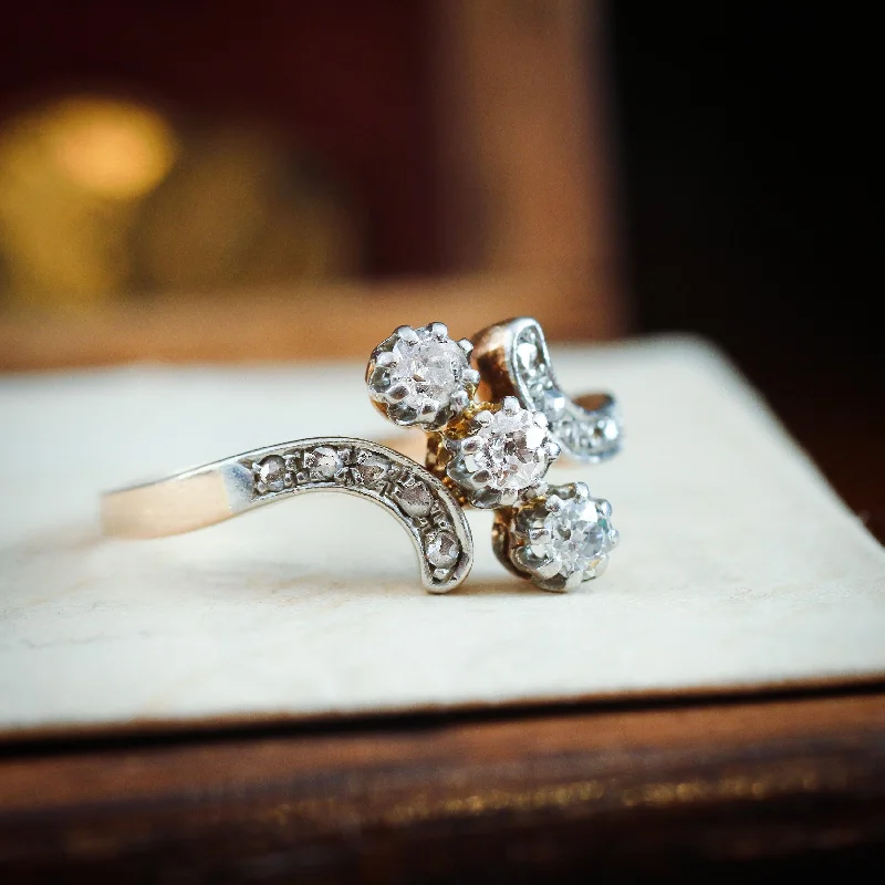 Flex open rings-A Wonderfully Romantic Antique Trilogy Diamond Ring