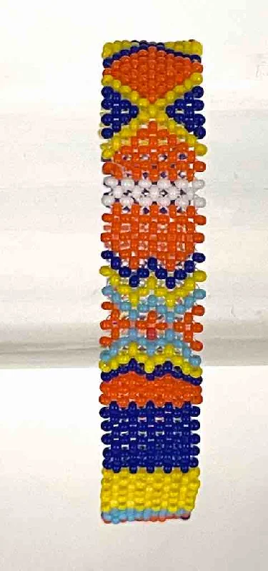 Dove motif bangles-Very small bead woven geometric design beaded bracelet - Togo