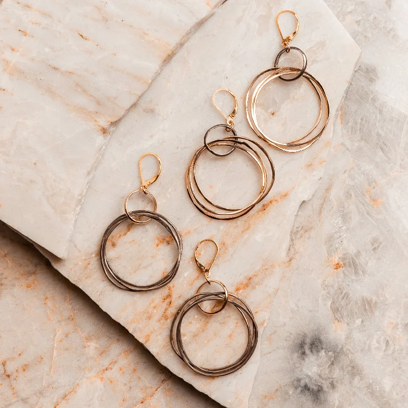 Silk cord earrings-Riley Mixed Metal Hoop Earrings