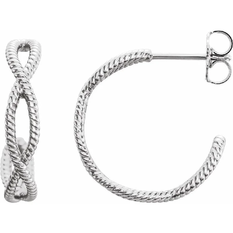 Astro motif earrings-925 Sterling Silver 20x4 mm Rope Hoop Earring for Women