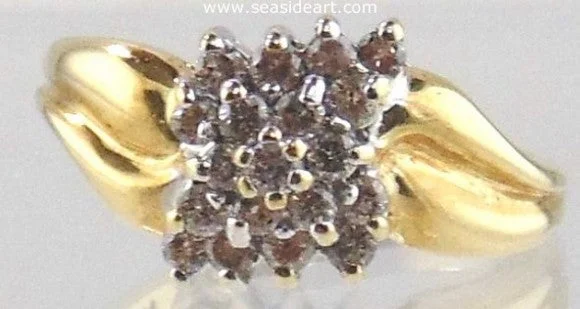 Polished silver rings-Diamond Cluster Ring 10kt Yellow Gold