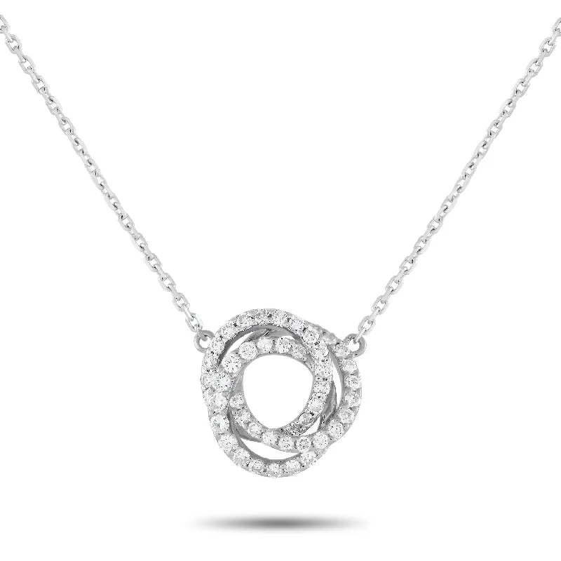 White Gold 0.50ct Diamond Triple Ring Necklace ANK-13200-W Length 16 Inch