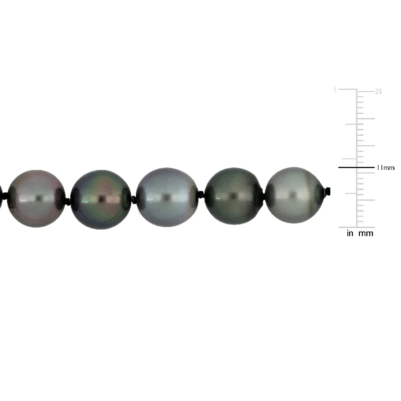 Miadora Multi-Shade Tahitian Cultured Pearl Strand Necklace w 14k White Gold Ball Clasp - 18 in