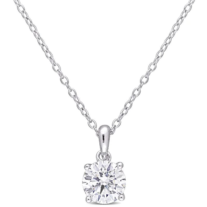 Miadora Sterling Silver 1ct TGW Created White Moissanite Solitaire Necklace