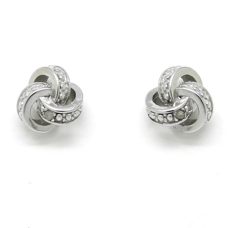 Curved art earrings-Victoria Townsend .925 Sterling Silver Diamond Accent Love Knot Stud Earring