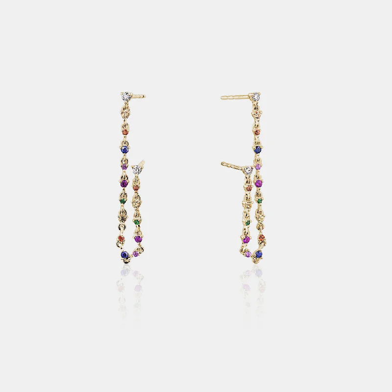 Pink gold earrings-Rainbow Chain Earrings