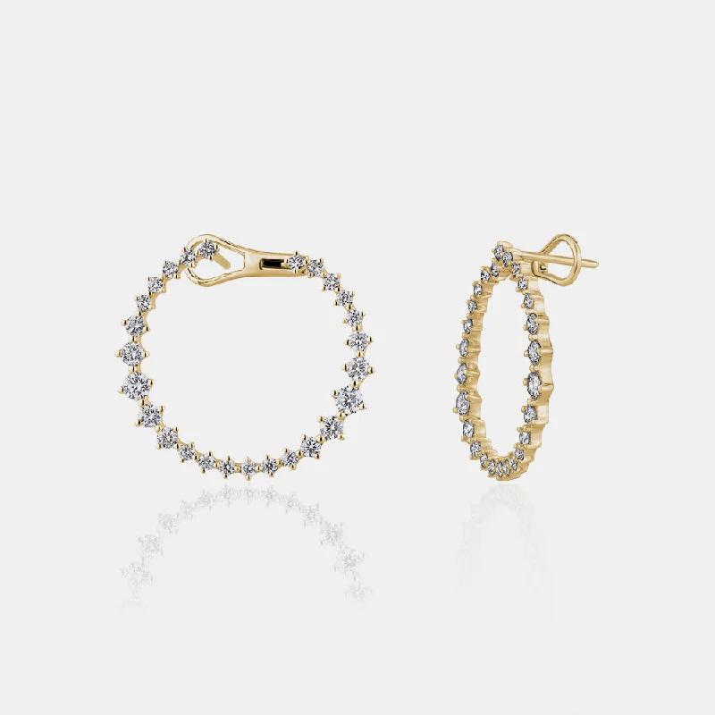 Light bead earrings-Circular Graduated Diamond Statement Earrings