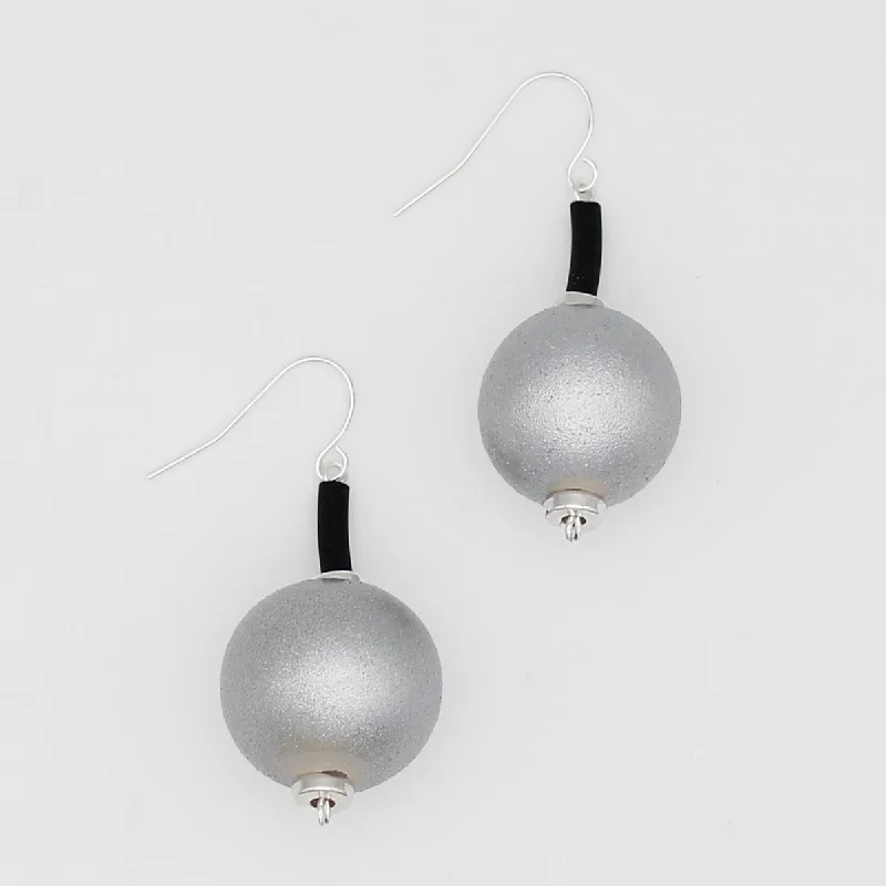 Vibrant enamel earrings-Silver Ball Drop Earring