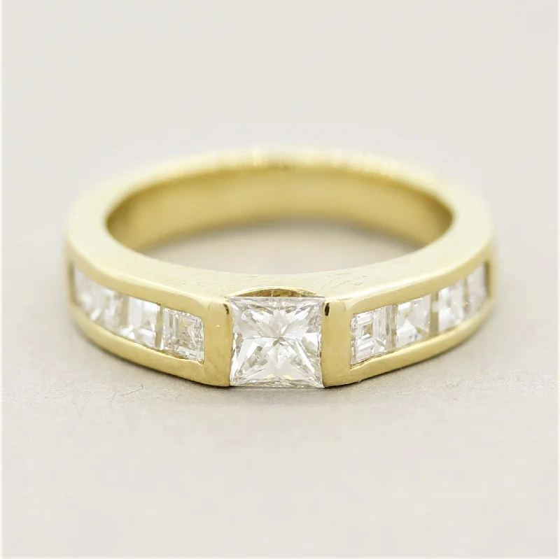 Ruby gem rings-Diamond Gold Channel-Set Band Ring