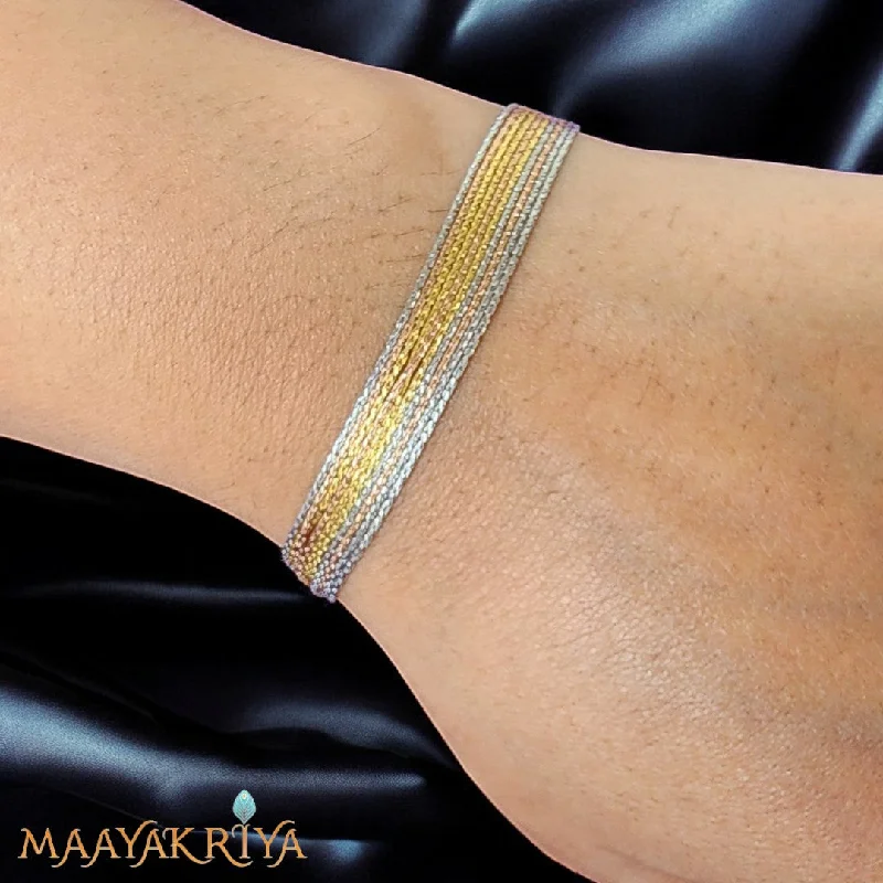 Sleek form bangles-Tri color 10 Line Bracelet