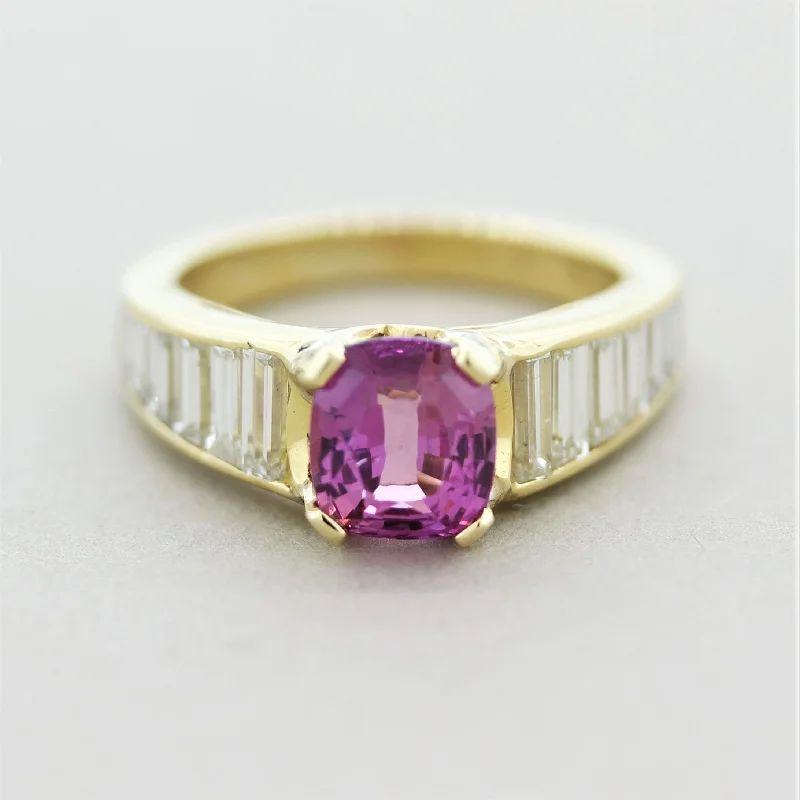 Citrine stone rings-Pink Sapphire Diamond Gold Ring