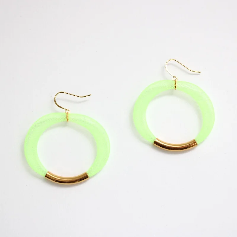 Square gem earrings-Lime Mesh Hoop Earring Gold