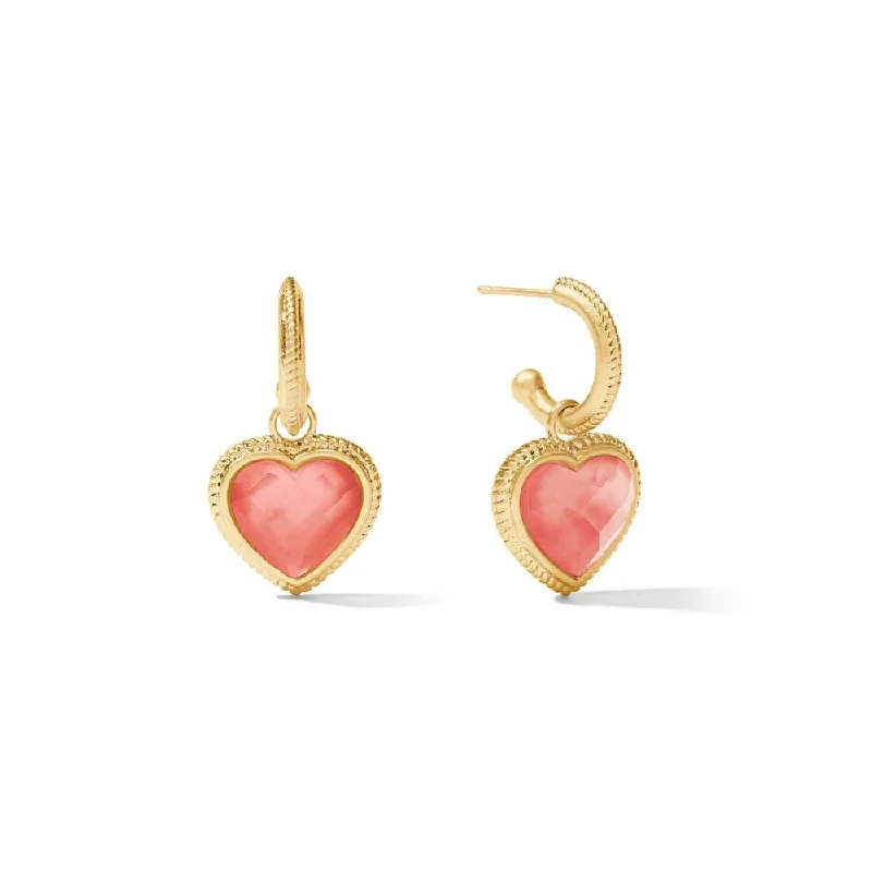 Curved gem earrings-Julie Vos Heart Hoop & Charm Earring