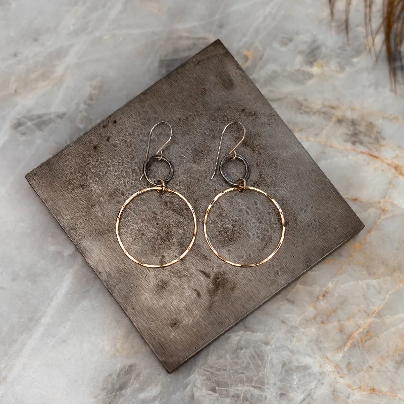 Polished gold earrings-Lane Mixed Metal Hoop Earrings