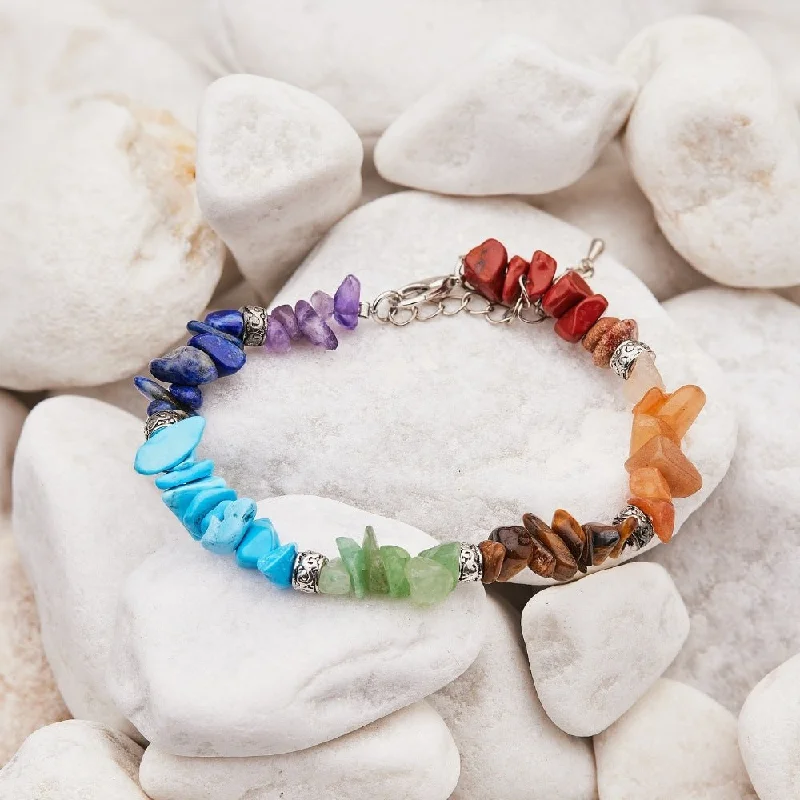 Curved gem bangles-7 Chakra Gemstone Adjustable Bracelet