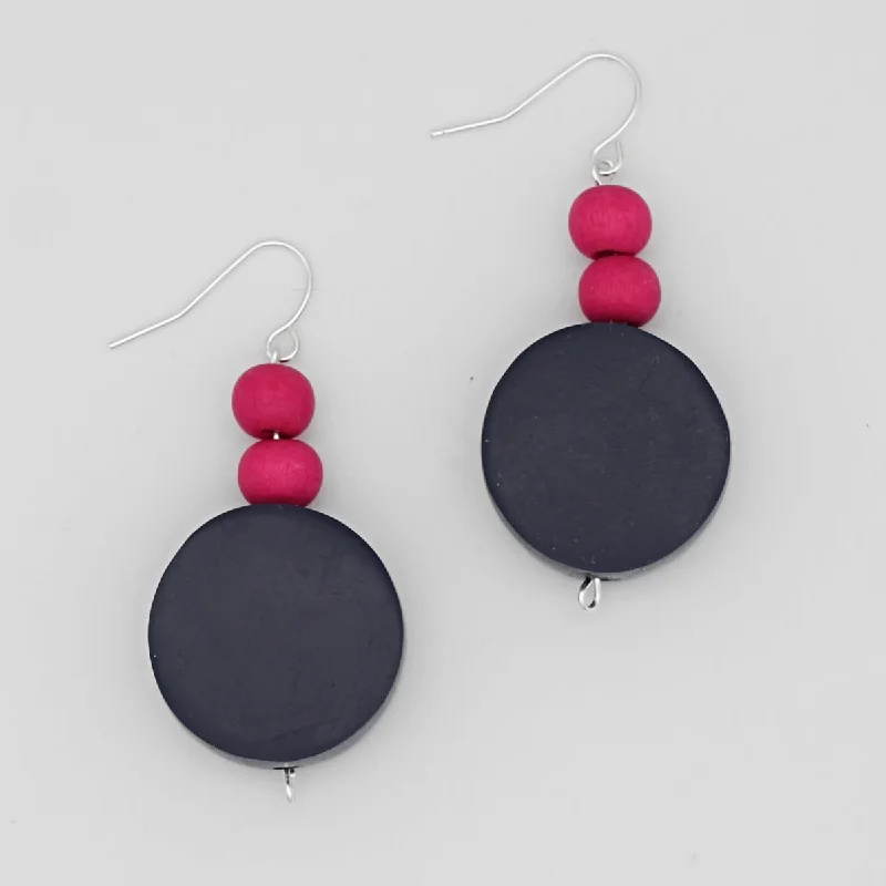 Layered tier earrings-Blue Round Emery Dangle Earring