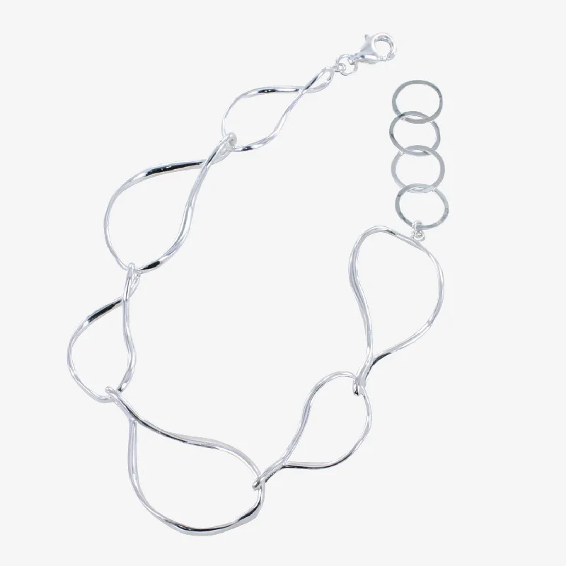 Nine-link bangles-Pear Drop Sterling Silver Bracelet