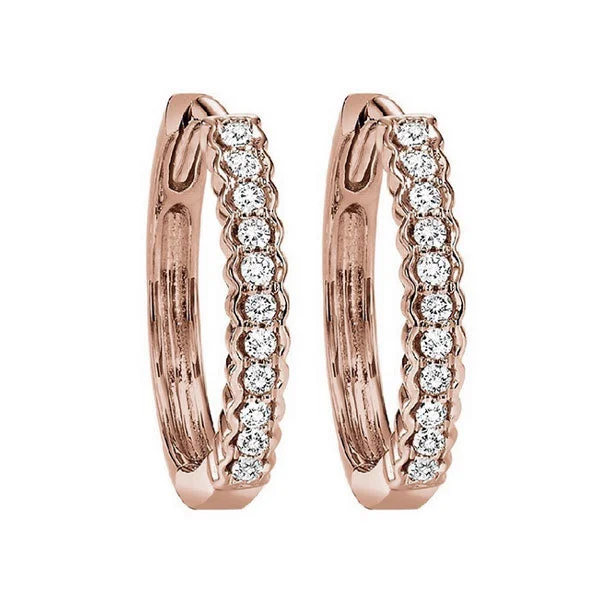 Thin threader earrings-10KT ROSE GOLD DIAMOND (1/6CTW) EARRING