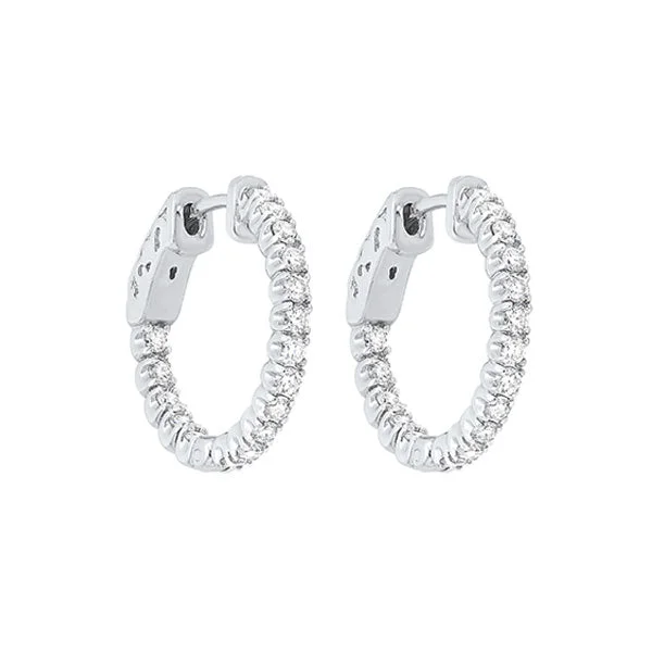 Coiled cord earrings-14KT WHITE GOLD DIAMOND (1CTW) EARRING