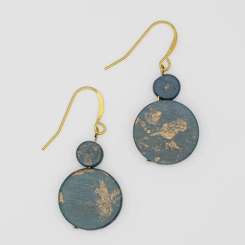 Subtle drop earrings-Greyish Blue Speckled Calla Earring