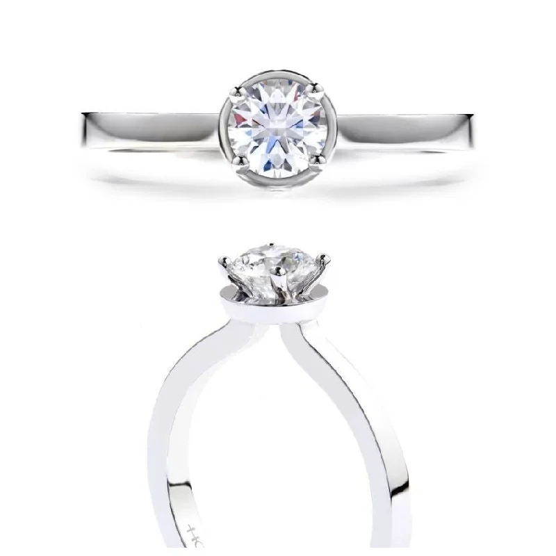 Silk braid engagement rings-18ct white gold Purely Bridal solitaire ring