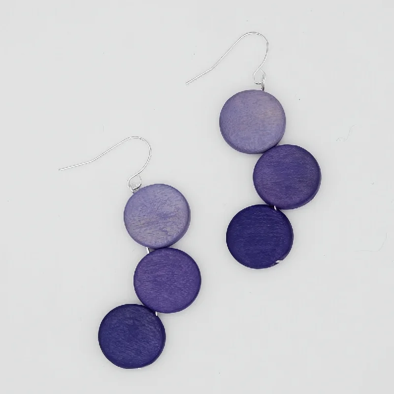 Fine threader earrings-Periwinkle Triple Stacked Earring