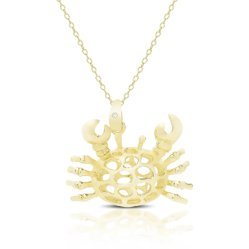 Finesque Gold Over Sterling Silver Diamond Accent Crab Necklace