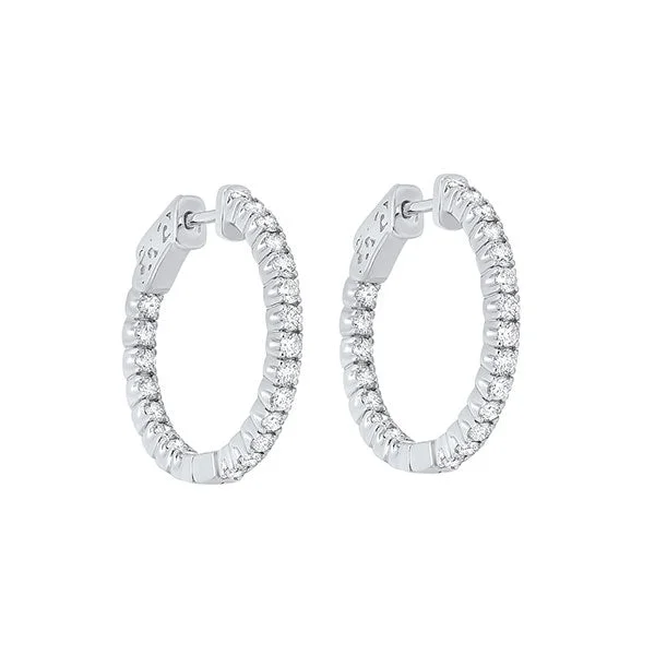 Bright stud earrings-14KT WHITE GOLD DIAMOND (1 1/2CTW) EARRING