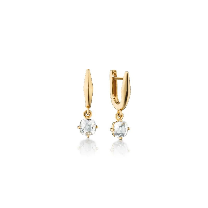 Flat knot earrings-18K Gold "Points North" Earring with Rock Crystal