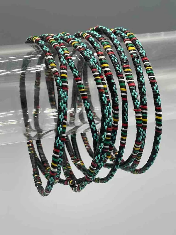 Whimsical bangles-Narrowest Finest Design Recycled Plastic Bracelet - Turquoise