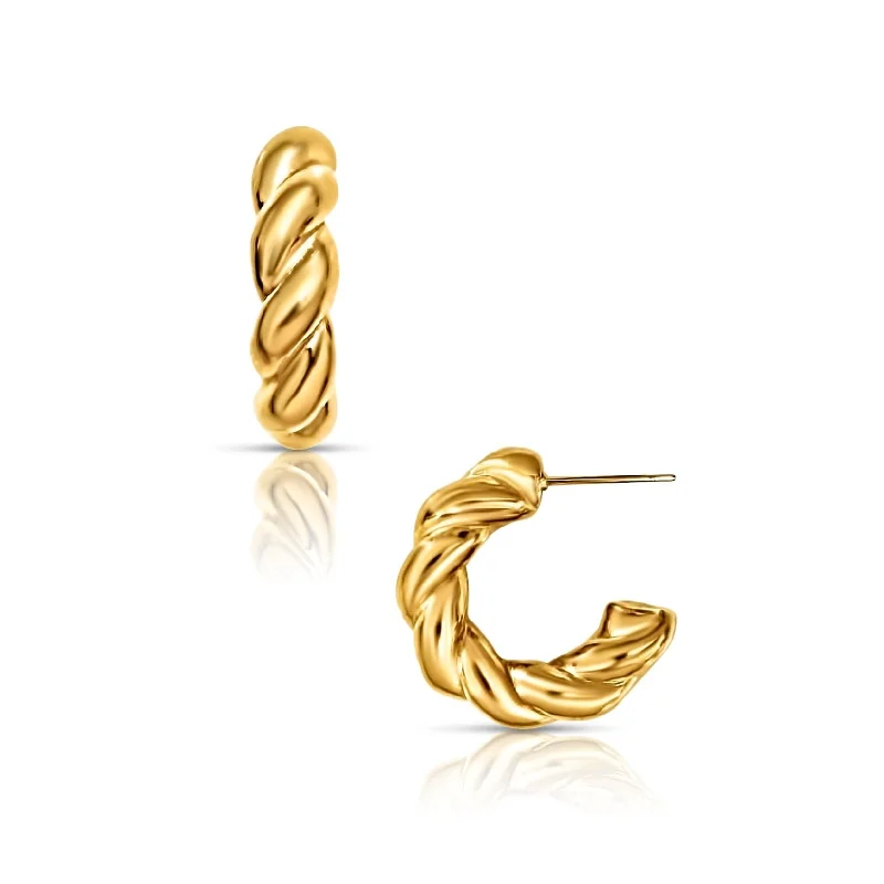 Thin threader earrings-Saige Twist Mini Hoop Earring