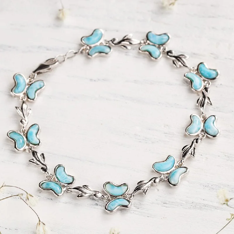 Pure crystal bangles-Larimar Butterfly Bracelet