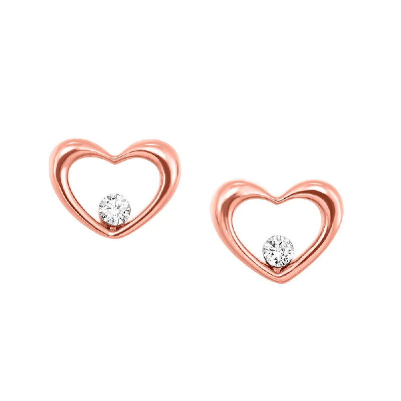 Smooth drop earrings-10KT ROSE GOLD DIAMOND (1/20 CTW) EARRING