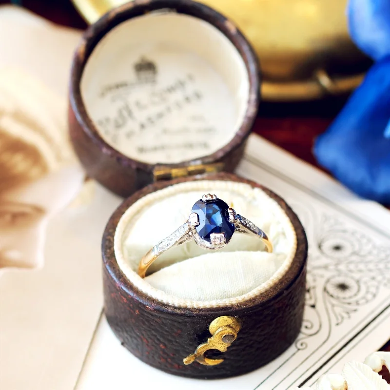 Bead-woven rings-Vintage 1920's Sapphire & Diamond Ring