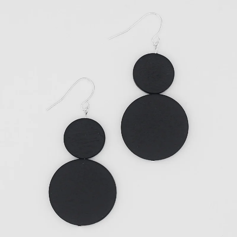 Pure stone earrings-Double Bead Sarah Earrings Black