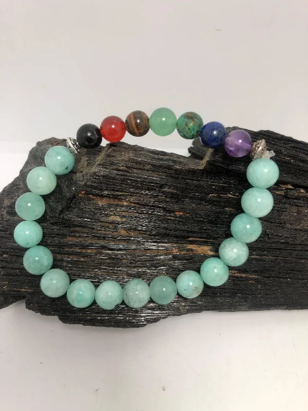 Agate bead bangles-Amazonite Chakra Stretchy Bracelet