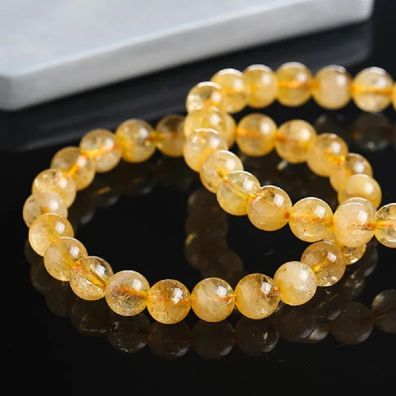 Oval gem bangles-Citrine Bead Bracelet