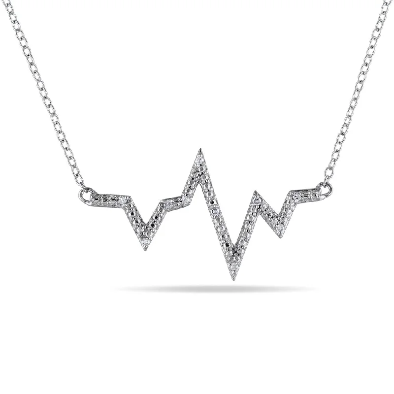 Miadora Sterling Silver Diamond Accent Heartbeat Necklace