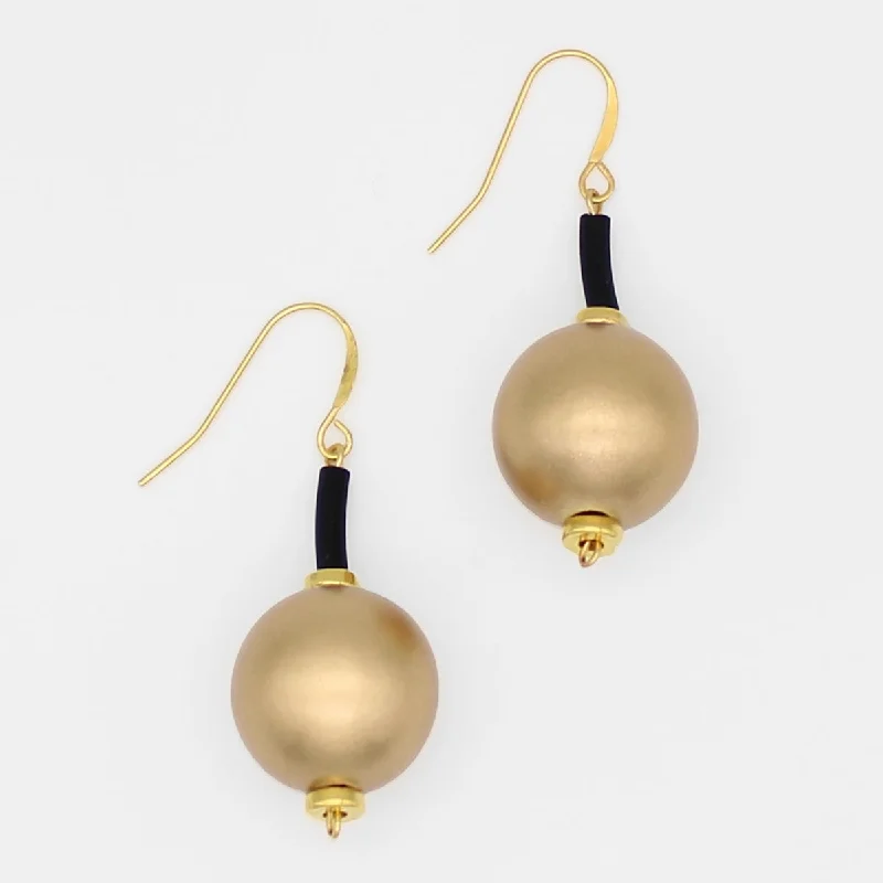 Wanderer weave earrings-Gold Ball Drop Earring