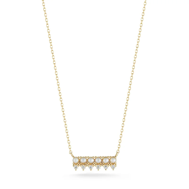 The Little Things Pearl and Diamond Horizontal Bar Necklace