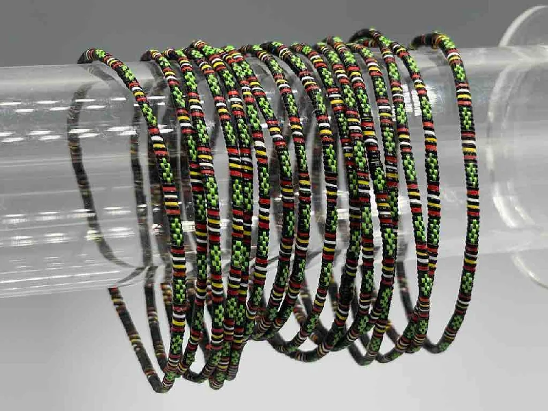 Warm clay bangles-Narrowest Finest Design Recycled Plastic Bracelet - Green