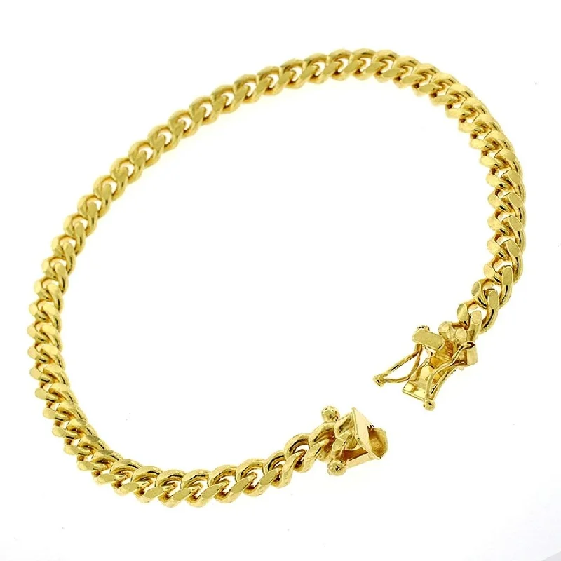 Authentic 14k Yellow Gold 5mm Solid Miami Cuban Curb Link Thick Necklace Chain 8.5", Men & Women, In Style Designz