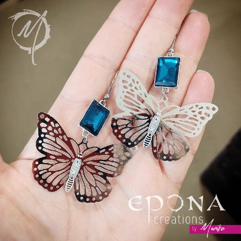 Woven silk earrings-Shimmering Butterfly Earrings